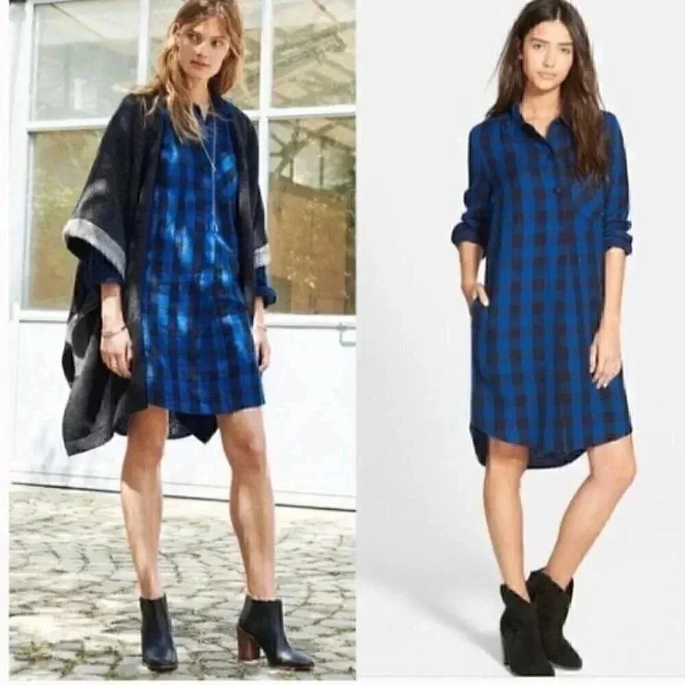 Madewell latitude shirt dress XXS black blue E1510 - Picture 5 of 16